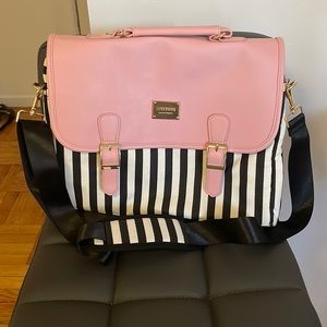 Brand new laptop bag - millennial pink and black and white stripes